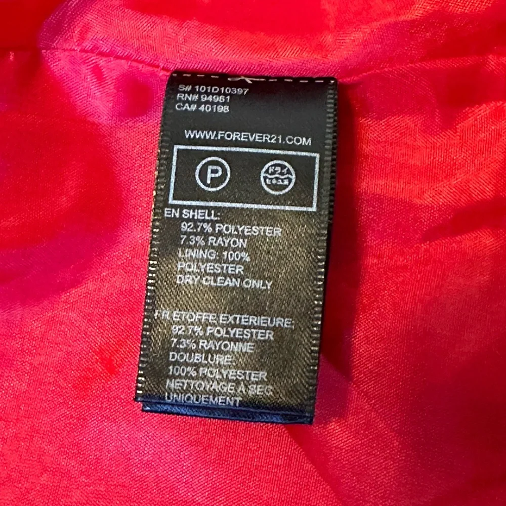 Cute Red Pea coat, Size Large, Forever 21 - Picture 8 of 8